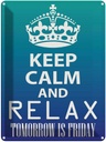Blechschild 40x30 cm Keep Calm and relax is Friday Yoga