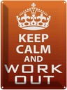 Blechschild 40x30 cm Keep Calm and work out Yoga
