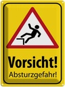 Blechschild 40x30 cm Vorsicht Abstürzgefahr Warnschild Hinweisschild Sicherheit