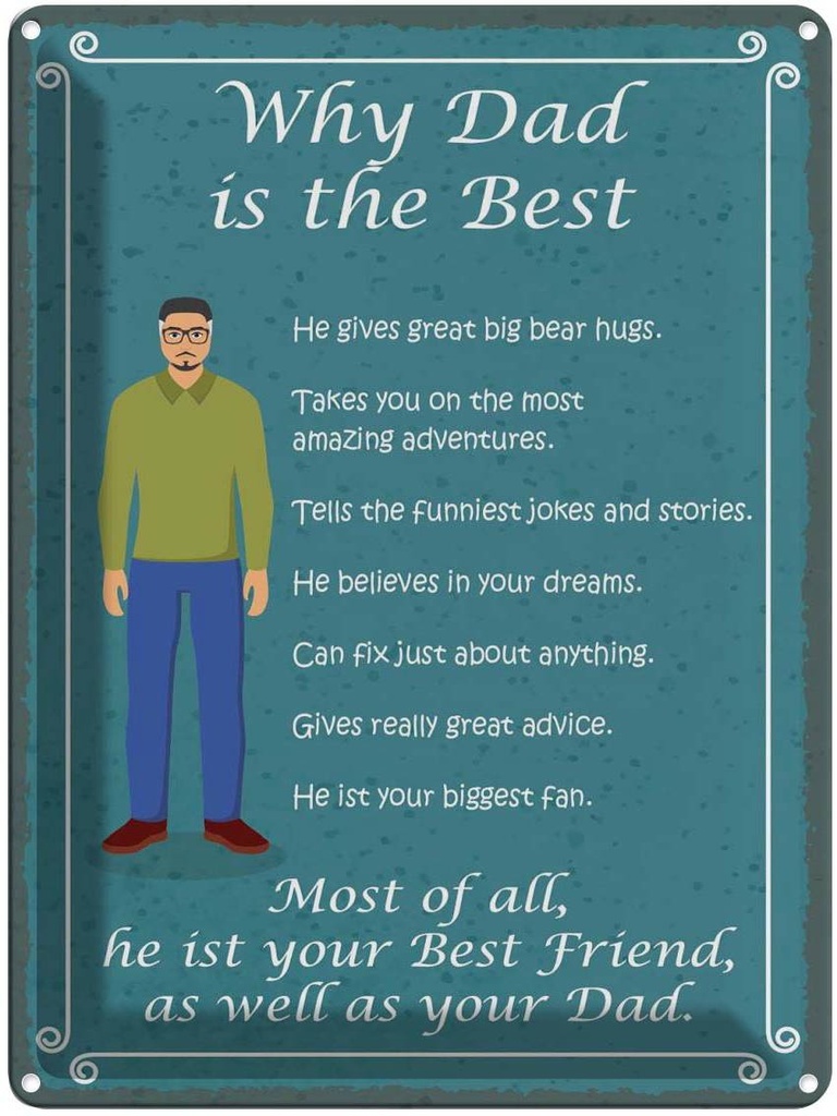 [LA-119297] Blechschild 40x30 cm why Dad is the best Papa bester Familie Freunde