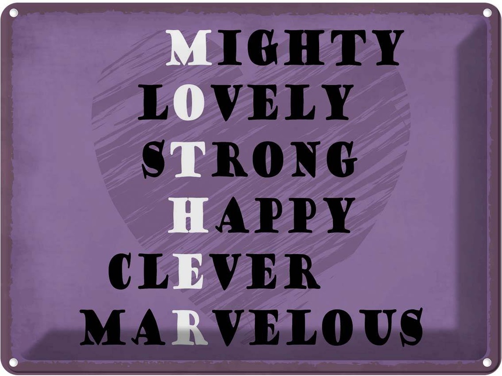 [LA-119299] Blechschild 30x40 cm Mother mighty lovely happy Mama Familie Freunde