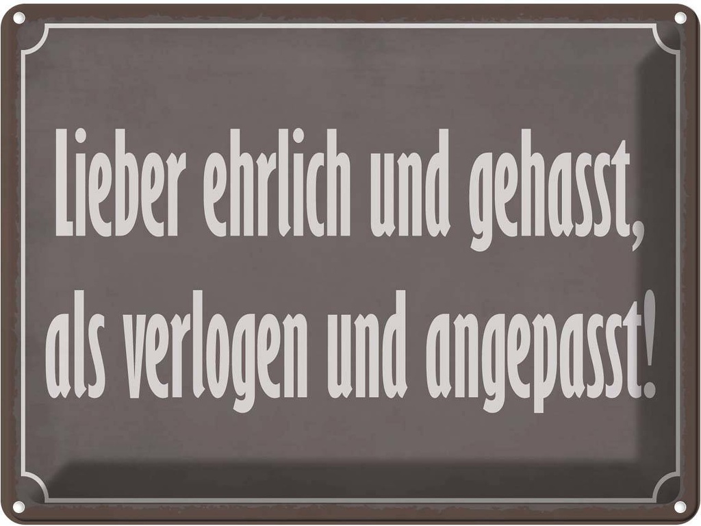 [LA-119304] Blechschild 30x40 cm lieber ehrlich und gehasst als Dekoration Liebe