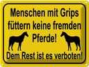 Blechschild 30x40 cm keine fremden Pferde füttern Warnschild Hinweisschild Sicherheit Vorsicht