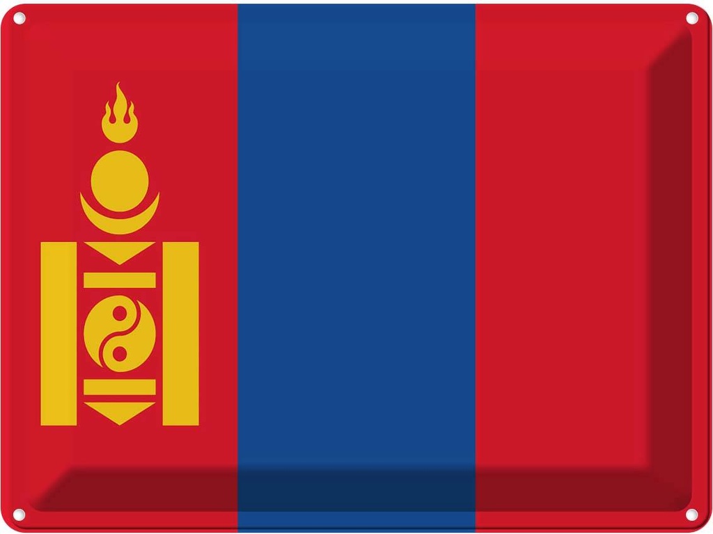 [LA-119479] Blechschild 30x40 cm Mongolei Mongolia Wappen Flagge Abenteuer Reisen Straße Stadt Urlaub Fahne