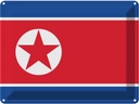 Blechschild 30x40 cm Nordkoreas North Korea Flagge Fahne Wappen
