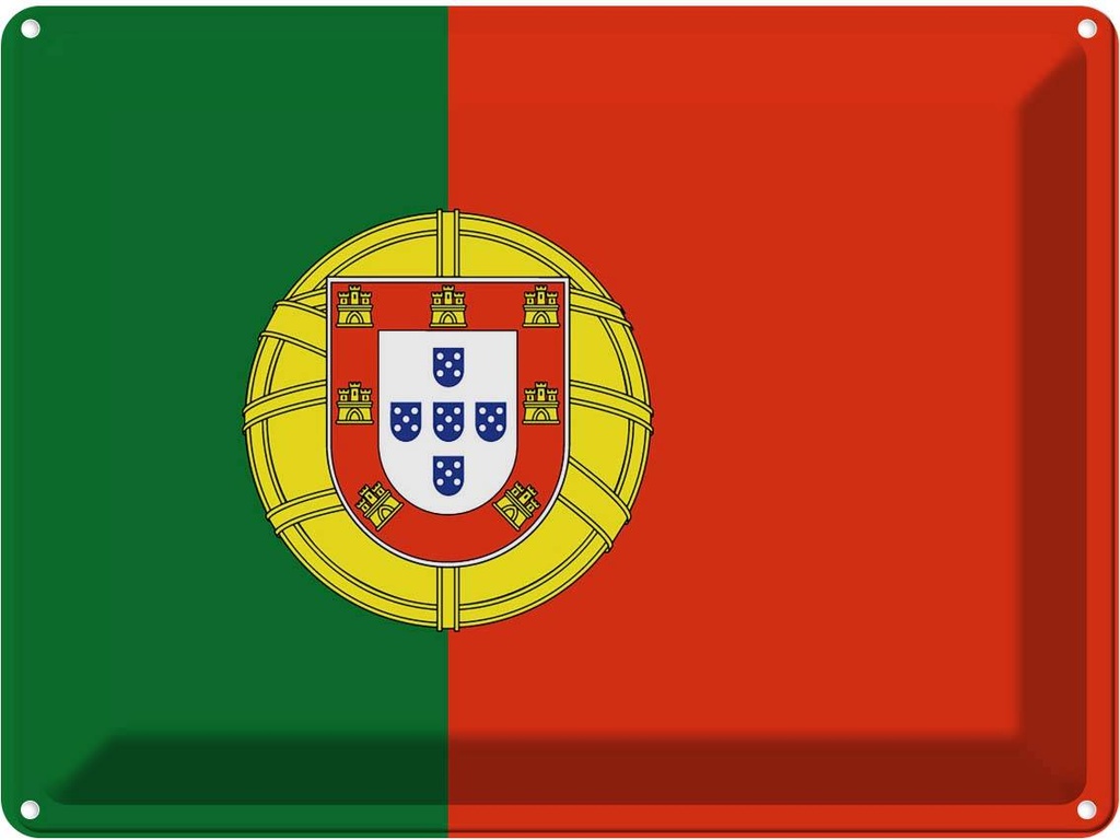 [LA-119508] Blechschild 30x40 cm Portugals Portugal Wappen Flagge Abenteuer Reisen Straße Stadt Urlaub Fahne