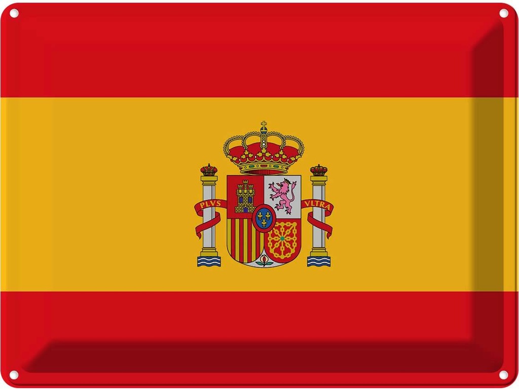 [LA-119534] Blechschild 30x40 cm Spaniens Spain Flagge Geburtstag Feiern Party Fahne Wappen