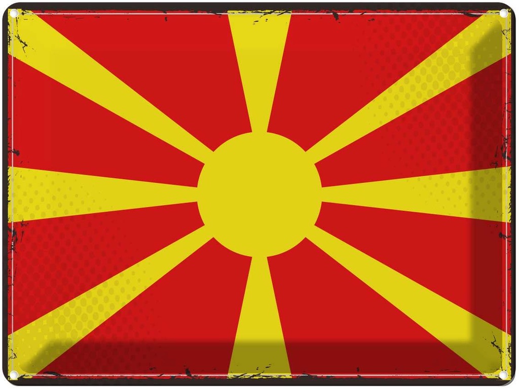 [LA-119693] Blechschild 30x40 cm Mazedoniens Retro Macedonia Flagge Fahne Wappen
