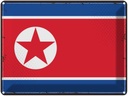Blechschild 30x40 cm Nordkoreas Retro North Korea Flagge Fahne Wappen