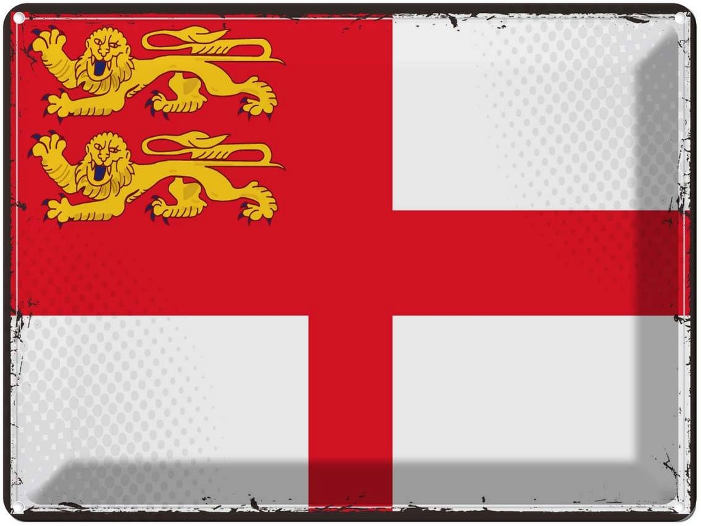 [LA-119748] Blechschild 30x40 cm Sark Retro Flagge Fahne Wappen