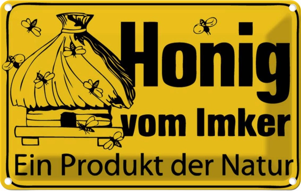 [LA-111634-1812] Blechschild 12x18 cm honig vom Imker Naturprodukt Hofladen Marktstand Laden Werbeschild