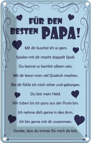 [LA-111635-1812] vianmo Blechschild 18x12 cm Für den besten Papa Männer Frauen Spruch Zitat
