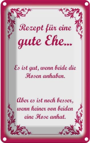 [LA-111637-1812] vianmo Blechschild 18x12 cm Rezept für eine gute Ehe Dekoration Spruch Zitat