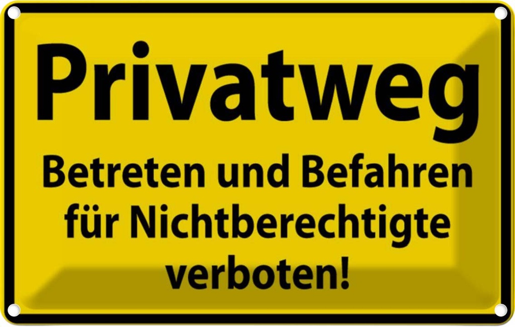 [LA-111641-1812] Blechschild 12x18 cm Privatweg gelbes Straßenschild Warnschild Hinweisschild Sicherheit Vorsicht