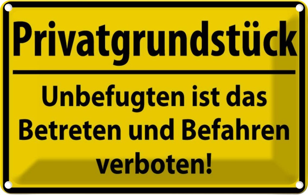 [LA-111645-1812] Blechschild 12x18 cm Privatgrundstück Straßenschild Warnschild Hinweisschild Sicherheit Vorsicht