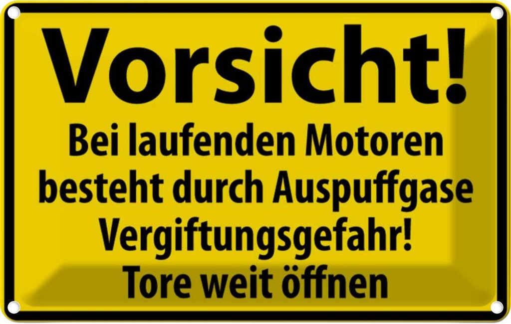 [LA-111650-1812] Blechschild 12x18 cm Vorsicht Bei laufenden Motoren Warnschild Hinweisschild Sicherheit