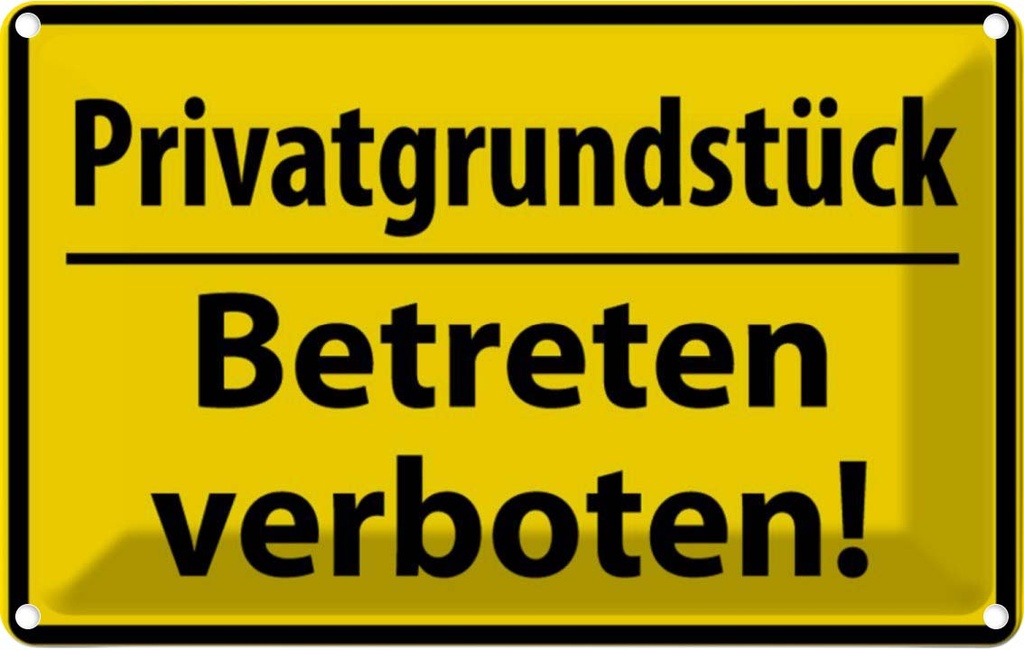 [LA-111651-1812] Blechschild 12x18 cm Privat Betreten verboten Warnschild Hinweisschild Sicherheit Vorsicht