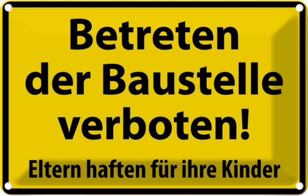 [LA-111652-1812] Blechschild 12x18 cm Betreten Baustelle verboten Warnschild Hinweisschild Sicherheit Vorsicht