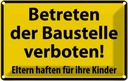 Blechschild 12x18 cm Betreten Baustelle verboten Warnschild Hinweisschild Sicherheit Vorsicht