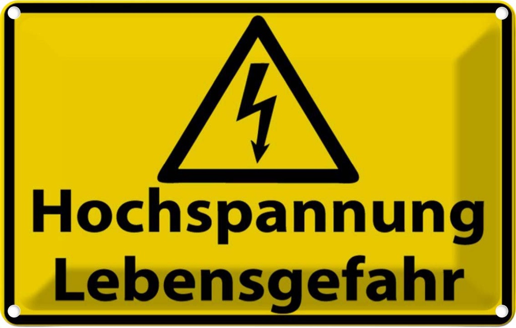 [LA-111658-1812] Blechschild 12x18 cm Hochspannung Lebensgefahr Dekoration Warnschild Hinweisschild Sicherheit Vorsicht
