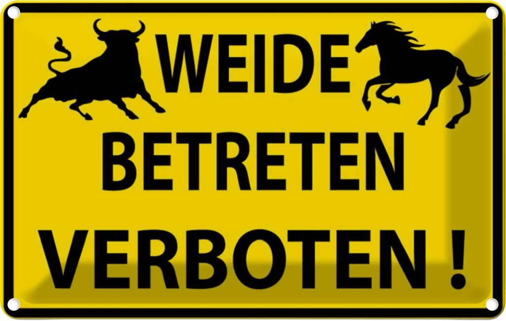 [LA-111667-1812] Blechschild 12x18 cm Weide Betreten verboten Warnschild Hinweisschild Sicherheit Vorsicht