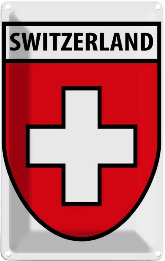 [LA-111668-1812] Blechschild 18x12 cm Switzerland Schweiz Wappen Flagge Abenteuer Reisen Urlaub Fahne