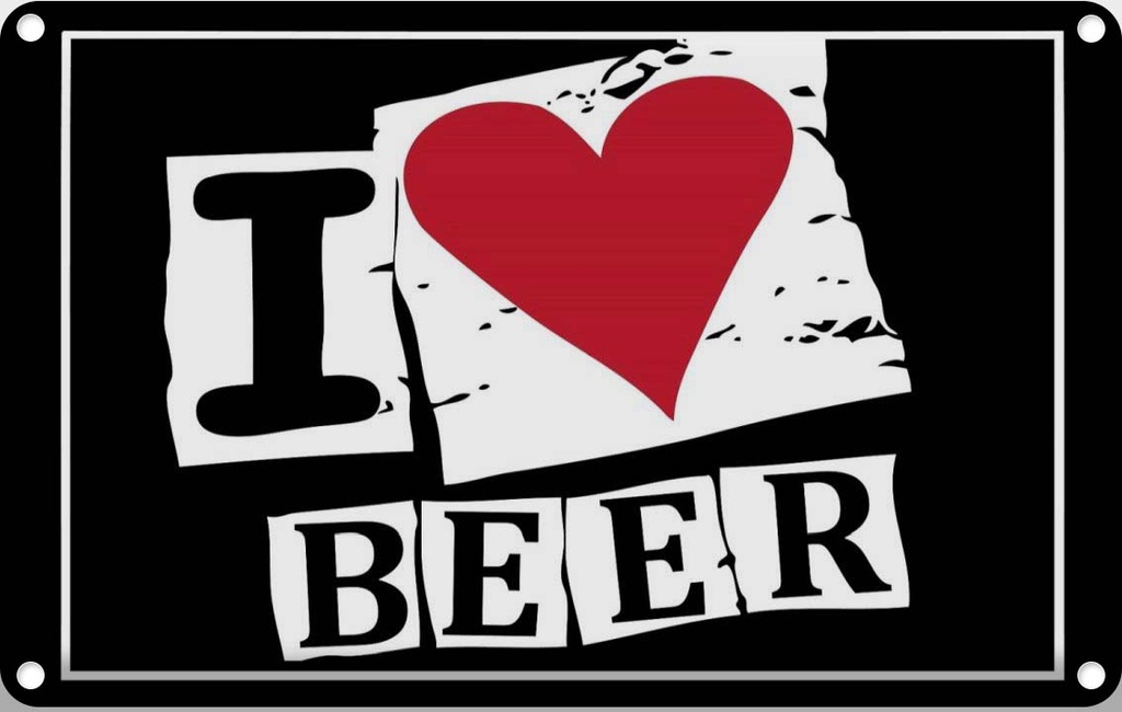 [LA-111686-1812] Blechschild 12x18 cm Alkohol I Love Beer Herz Essen Trinken Bar Club