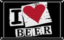 Blechschild 12x18 cm Alkohol I Love Beer Herz Essen Trinken Bar Club