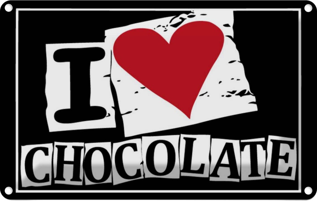 [LA-111687-1812] Blechschild 12x18 cm I Love Chocolate Herz Spruch Zitat