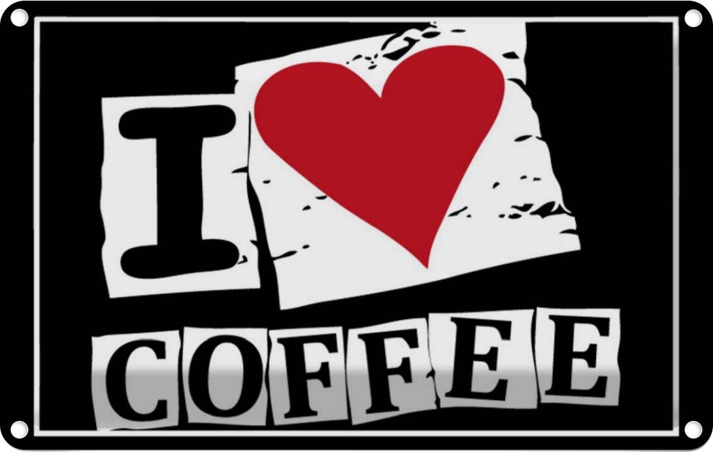 [LA-111688-1812] Blechschild 12x18 cm Kaffee I love Coffee Herz Essen Trinken