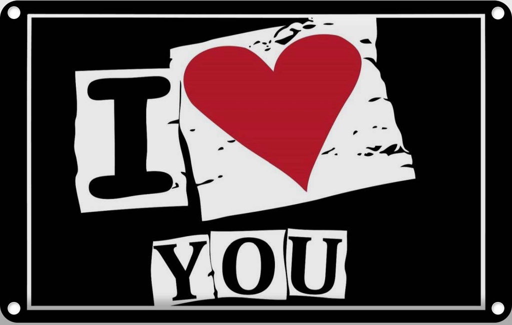 [LA-111689-1812] Blechschild 12x18 cm I Love You Herz Dekoration