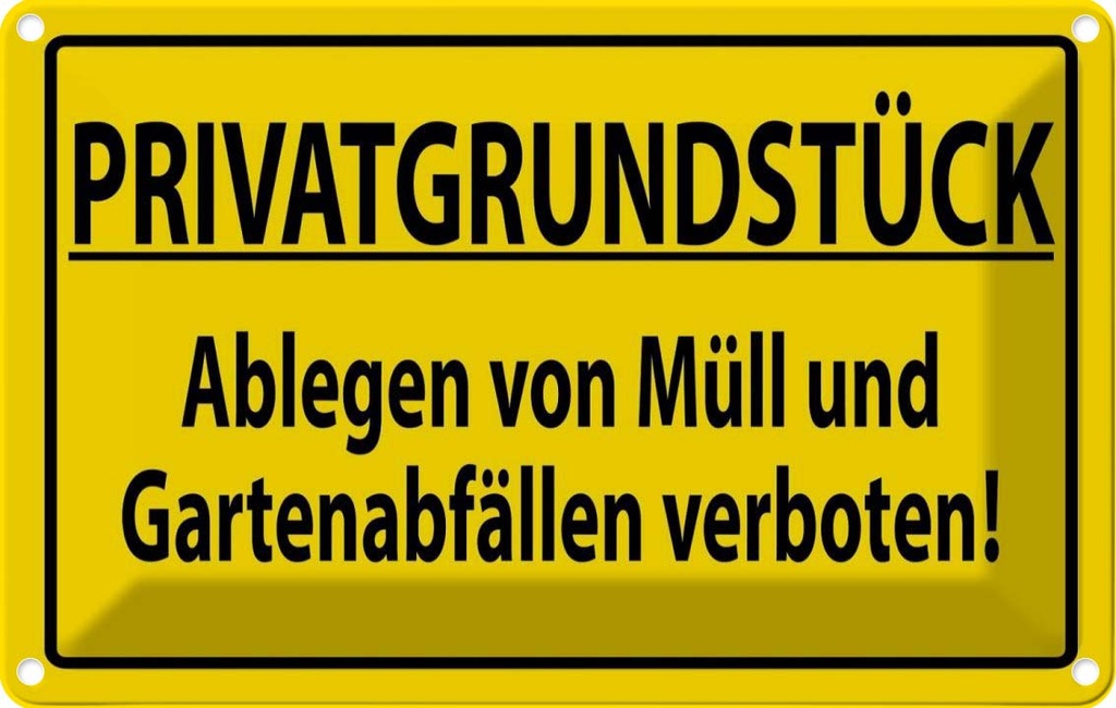 [LA-111691-1812] Blechschild 12x18 cm PRIVATGRUNDSTÜCK abl. von Müll verboten Warnschild Hinweisschild Sicherheit Vorsicht