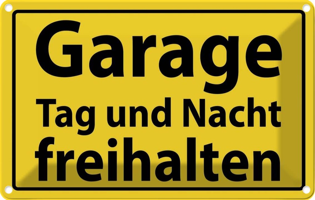 [LA-111697-1812] Blechschild 12x18 cm Garage Tag und Nacht freihalten Warnschild Hinweisschild Sicherheit Vorsicht
