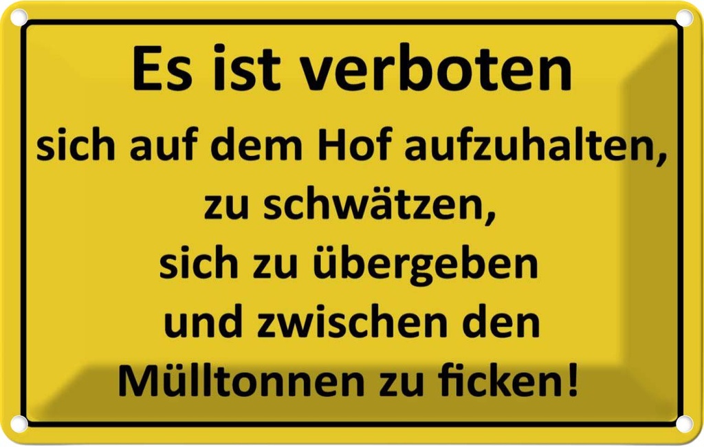 [LA-111714-1812] Blechschild 12x18 cm Es Ist verboten auf dem Hof Warnschild Hinweisschild Sicherheit Vorsicht