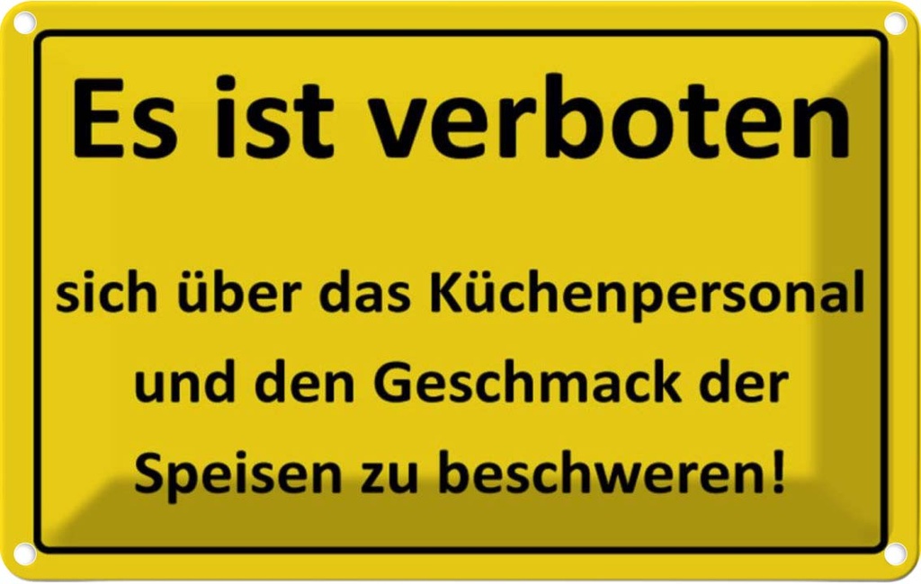 [LA-111715-1812] Blechschild 12x18 cm Verboten über Küchenpersonal Warnschild Hinweisschild Sicherheit Vorsicht