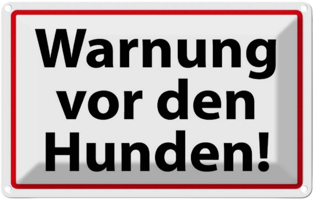[LA-111723-1812] Blechschild 12x18 cm Warnung vor den Hunden Warnschild Hinweisschild Sicherheit Vorsicht