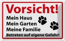 Blechschild 12x18 cm Vorsicht Mein Haus Garten Warnschild Hinweisschild Sicherheit