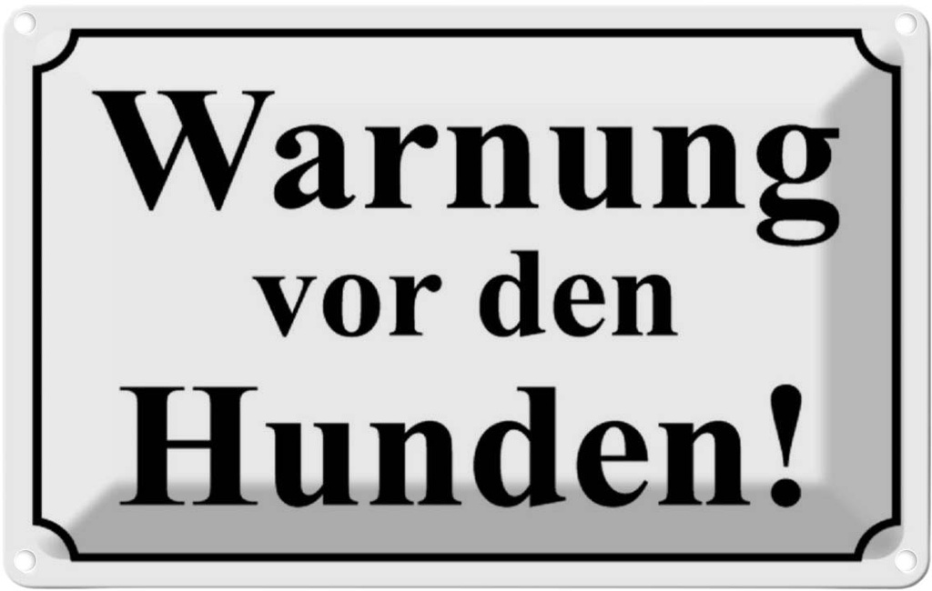 [LA-111729-1812] Blechschild 12x18 cm Warnung vor den Hunden s/w Warnschild Hinweisschild Sicherheit Vorsicht