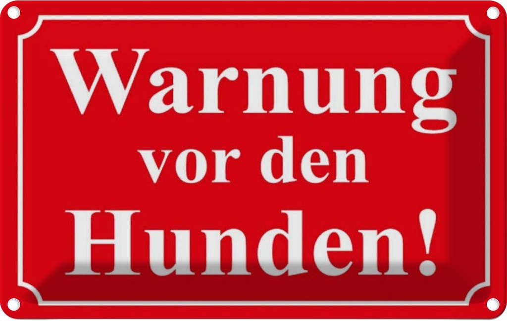 [LA-111730-1812] Blechschild 12x18 cm Warnung vor den Hunden rot Warnschild Hinweisschild Sicherheit Vorsicht