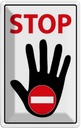 Blechschild 18x12 cm Stop Hand s/w/r Warnschild Hinweisschild Sicherheit Vorsicht