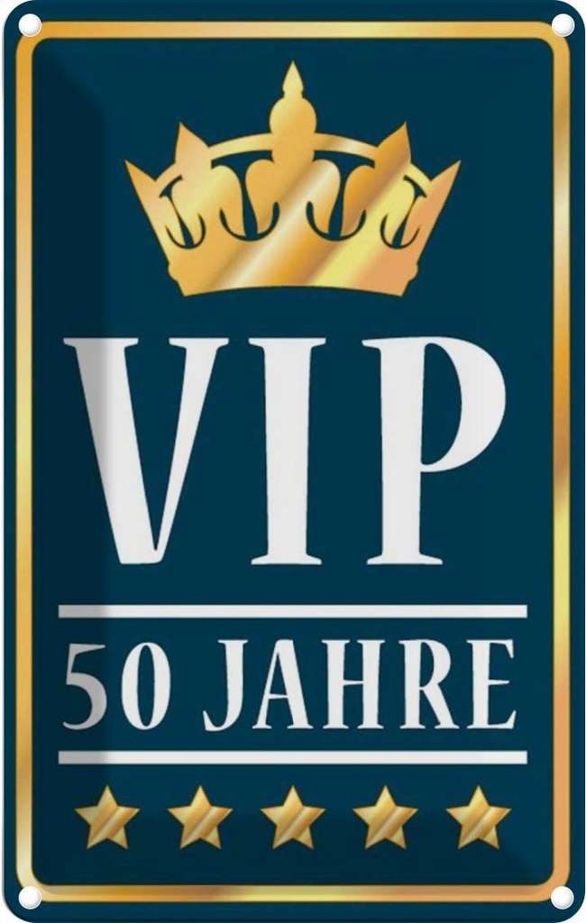 [LA-111743-1812] Blechschild 18x12 cm VIP 50 Jahre blau/weiß Geburtstag Feiern Party