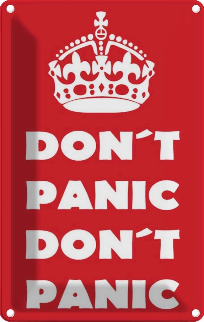[LA-111747-1812] Blechschild 18x12 cm Don't Panic Dekoration