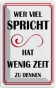 Blechschild 18x12 cm Wer viel spricht hat wenig Dekoration Spruch Zitat