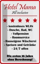 Blechschild 18x12 cm Hotel Mama weiß-rotes Männer Frauen Spruch Zitat