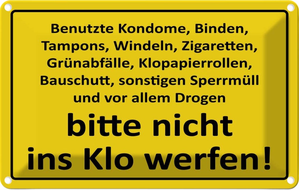 [LA-111770-1812] Blechschild 12x18 cm nicht ins Klo werfen Warnschild Hinweisschild Sicherheit Vorsicht