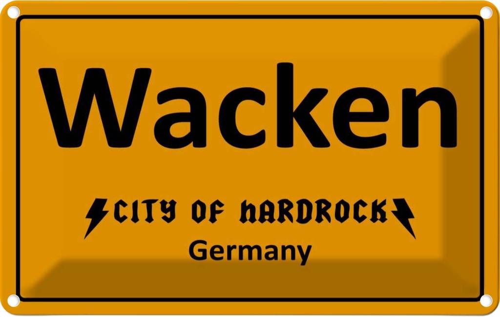 [LA-111774-1812] Blechschild 12x18 cm Wacken City of Hardrock Germany Deutschland