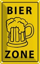 Blechschild 18x12 cm Bier Zone gelbes Essen Trinken