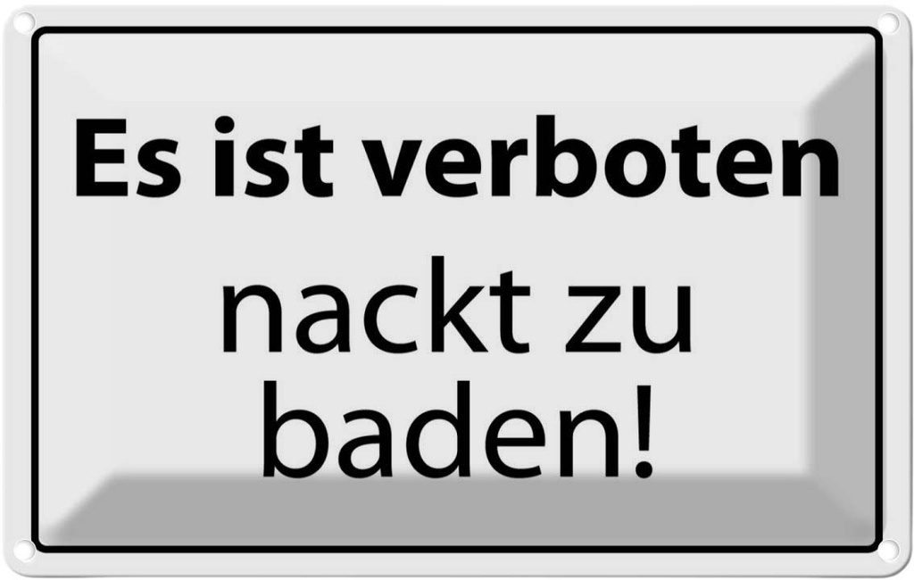 [LA-111776-1812] Blechschild 12x18 cm Verboten nackt zu baden Warnschild Hinweisschild Sicherheit Vorsicht