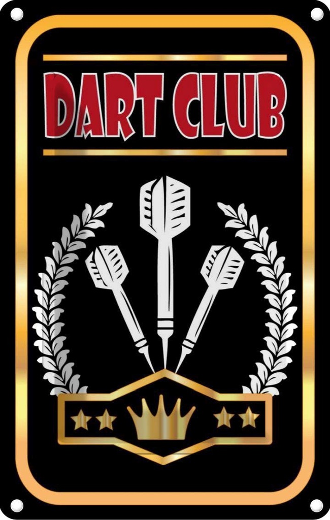 [LA-111783-1812] Blechschild 18x12 cm Dart Club schwarzes Sport Hobby