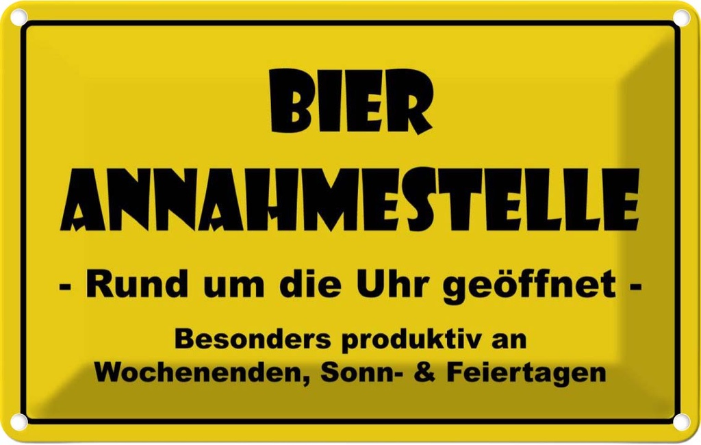 [LA-111784-1812] Blechschild 12x18 cm Alkohol Bier Annahmestelle geöffnet Bar Club